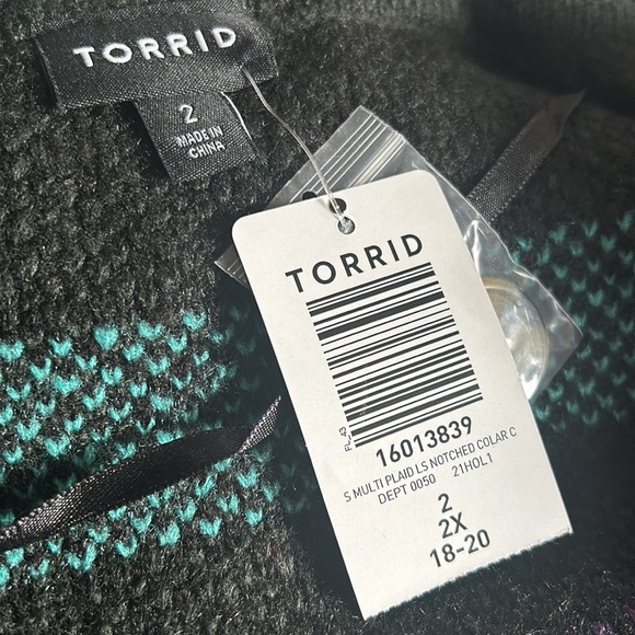 Torrid NOTCHED COLLAR CARDIGAN SWEATER Multi colored NWT - Picture 4 of 9
